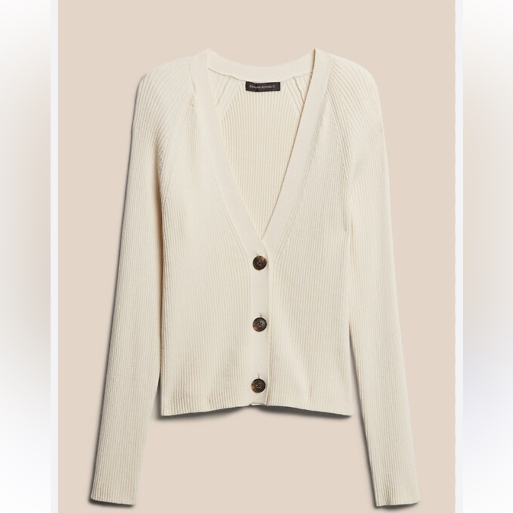 Banana Republic Cream Button-Up Cardigan
